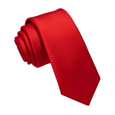 Imagen de JEMYGINS Corbata de Hombre Ajustada Color Sólido a Rayas Diagonales 6 cm Ancho rojo