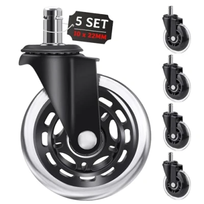 Imagen de LUZOON Ruedas para Sillas de Oficina, 5 PCS 10x22mm Repuesto Caster Silencioso Cualquier Piso Carga Total 250 kg (10 x 22 mm (1KEA))