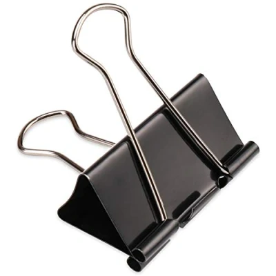 Imagen de H&amp;S Clips Papeleria de Alta Resistencia 10uds Set Pinzas Negras, Metalicas y Grandes para Papeles Pinza Oficina