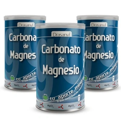 Imagen de DRASANVI Carbonato de magnesio PURO Contribuye al funcionamiento normal huesos, dientes, músculos y sistema nervioso Disminuye el cansancio la fatiga 3 x 200grs polvo