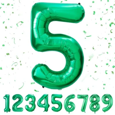 Imagen de Globos de Cumpleãnos 5 Verde,101 CM Globo Numeros Gigantes Grandes Decoracion,Globo Numero 5,Globos Niño Niña Adultos,Vuelan con Helio…