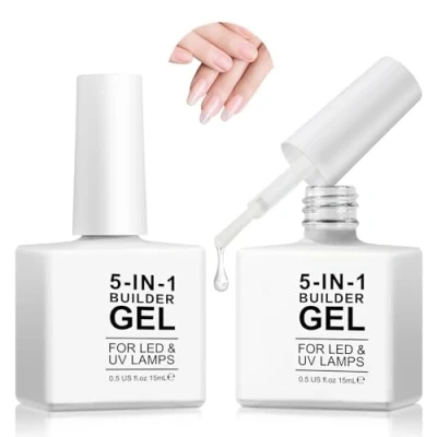 Imagen de Gel Constructor Uñas, Builder Uñas 5 En 1, Fortalecedor 15ml, Refuerzo de Esmalte UV/LED para Extensiones Reparación, Diseño Nail Art( 2 paquetes Transparente)