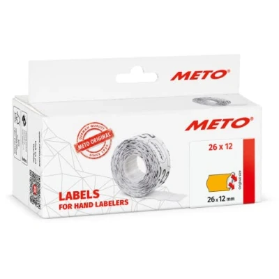 Imagen de Etiquetas Meto para etiquetadoras manuales (26 x 12 mm, 1 línea, naranja fluorescente, 6000 unidades, adherencia permanente, Meto, Contact, Sato, Avery, Tovel, Samark, etc.)