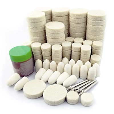 Imagen de Merryland Roue de Polissage en Feutre pour Dremel 145pcs, Disque Polisseur Pointe 140pcs Pâte à Polir 1pcs et Mandrin 4pcs, Mini Outils Rotatifs Accessoire Électriques, RMTA145C1