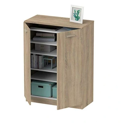 Imagen de MUEBLES PITARCH Armario Auxiliar Zapatero Multiusos bajo, 2 Estantes, Despachos Galerias Cocinas,101x74x36cm (Alto x Ancho Fondo), Roble Cambrian, Colección Tibet