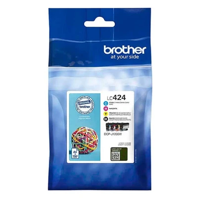 Imagen de Cartucho de tinta Brother Pack 4 LC424, ISO/IEC 24711, 750 páginas, Amarillo, Cian, Magenta, Negro