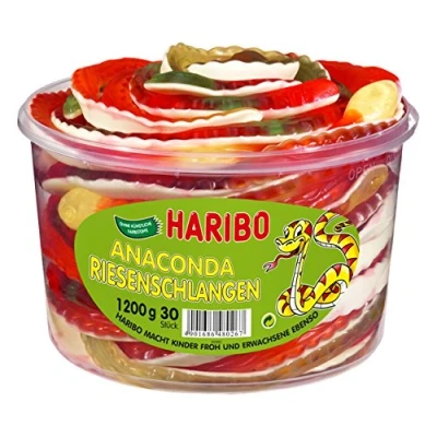 Imagen de Haribo Anaconda serpentelli gigantes, Gominolas de Fruta, pasteles, 30 unidades, 1200 g