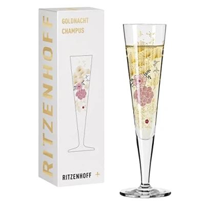 Imagen de Ritzenhoff 1071020 Copa de champán 200 ml Serie Goldnacht No. 20 Noble pieza diseño con oro auténtico Made in Germany