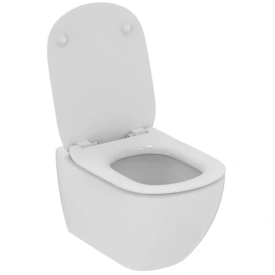Imagen de Ideal Standard T354601 TESI Juego suspendido, sin brida, asiento extraíble ultrafino, freno de caída, tecnología aquablade, taza inodoro, blanco