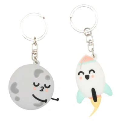 Imagen de Mr. Wonderful Set de 2 llaveros Planeta y cohete Llaverso personalizados Llavaeros para regalar Regalos