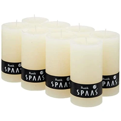 Imagen de Spaas 8 velas rústicas sin perfume 70/130 mm, ± 60 horas, color marfil