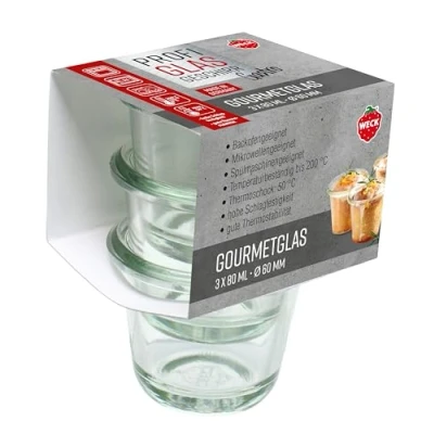 Imagen de Weck Juego de 3 vasos gastropack 80 ml (creaciones perfectas, aptas para horno, lavavajillas, estabilidad, frascos delicatesse, sin tapa) 76123
