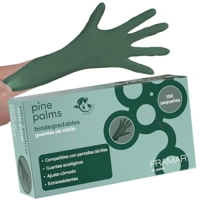 Imagen de FRAMAR Green Gloves guantes desechables sin látex, de nitrilo polvo, pequeños, goma desechables,