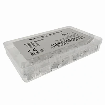 Imagen de SeKi Surtido de abrazaderas para clavos, 400 unidades (100 x 4 mm, 100 6 8 10 mm), color blanco