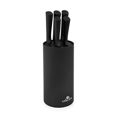 Imagen de Gerlach Smart Black Knife Block Juego de Cuchillos Cocina 5 Piezas, Acero Inoxidable, Santoku Block, Cuchillo para Verduras