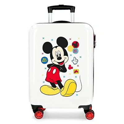 Imagen de Disney Mickey Enjoy the Day Maleta de cabina Blanco 40x55x20 cms Rígida ABS Cierre combinación lateral 34L 2,8 Kgs 4 Ruedas Dobles 0