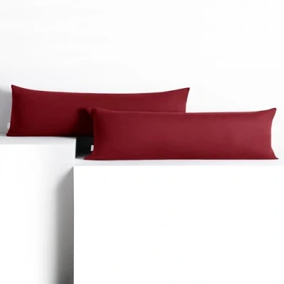 Imagen de DecoKing 2 Fundas de Almohada 20 x 120 cm, algodón, con Cremallera, Color Burdeos y ámbar