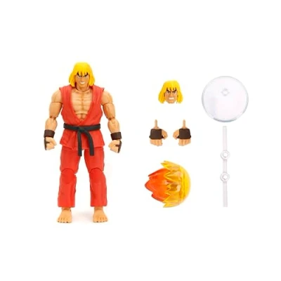 Imagen de Jada Street Fighter 2 Figura articulada de Ken 15cm, Coleccionable, con Manos y Cabeza Intercambiables, Accesorios, 20 Puntos articulados, A Partir 13 años (253252029)
