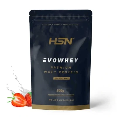 Imagen de HSN Evowhey Protein Fresa 500g = 17 Tomas por Envase Concentrado de Proteína Suero 100% Whey Concentrate (WPC) No GMO, Vegetariano, Sin Gluten ni Soja