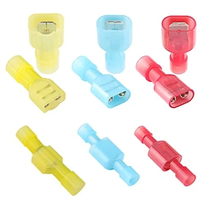 Imagen de QitinDasen 100Pcs Conector de Cable Completamente Aislado, Macho &amp; Hembra Alambre Crimp Terminal Nylon Rápido Conectores Desconecta Cableado Pala Kit (20 Pares Rojo, 20 Azul, 10 Amarillo)