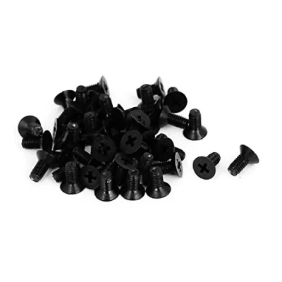 Imagen de sourcing map ® M3 x 6 mm Phillips Nylon cabeza avellanada Perno Tornillo de máquina negro 50 piezas