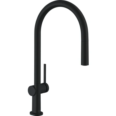 Imagen de hansgrohe Talis M54 grifo de cocina con ducha extraíble, 1 tipo chorro, mezclador monomando 210 mm, fregadero caño giratorio, negro mate, 72802670