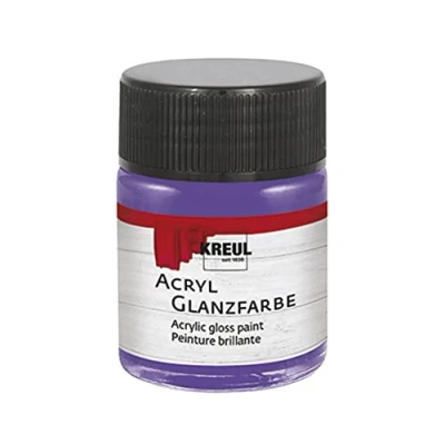 Imagen de KREUL 79525 pintura acrílica brillante, tarro de 50 ml en violeta, lisa brillante para colorear y hacer manualidades, a base agua, resistente la saliva