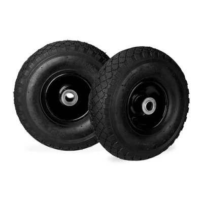 Imagen de Relaxdays Juego de Dos Ruedas Carretilla, 3.00 4, hasta 100kg, Llanta Acero, 260 x 85 mm, Negro, Caucho