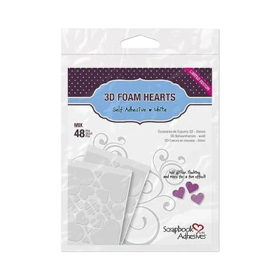 Imagen de Scrapbook Adhesives By 3L 3D Foam Shapes Hearts, White, Varias Tallas