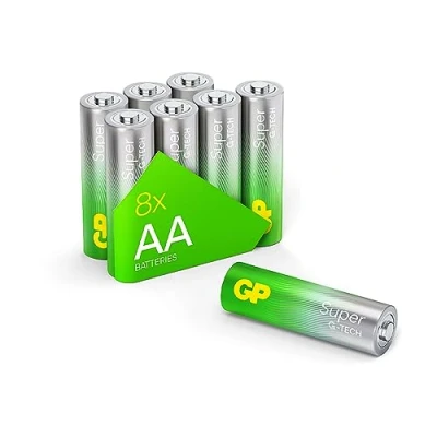 Imagen de GP Pilas alcalinas AA Mignon, LR06, 1,5 V, 8 Unidades, Ideal para La alimentación de Dispositivos Uso Diario Nueva tecnología G Tech