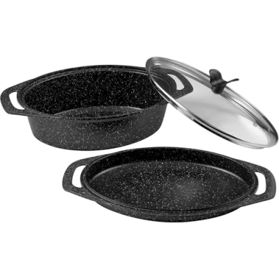 Imagen de Pradel Excellence PCUI001015 Olla de cocción lenta aluminio 24 cm, tapa cristal, revestimiento antiadherente, mango extraíble, color negro