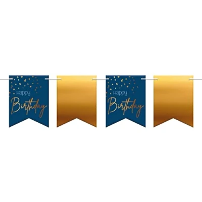 Imagen de Folat 66007 Bunting Garland Elegant Verdadera azul 6 m, color, happy birthday