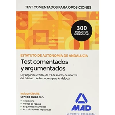 Imagen de Test comentados para oposiciones del Estatuto de Autonomía Andalucía (Ley Orgánica 2/2007, 19 marzo, reforma Andalucía)