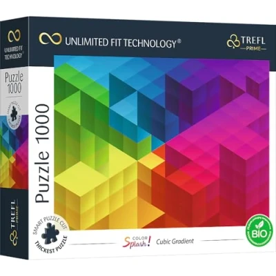 Imagen de Trefl 1000 Piezas, Cartón Más Grueso, Bio, Arco Iris, Entretenimiento para Adultos Y Niños Mayores De 12 Años uft Puzzle Color Splash: Cubic Gradient, (10700)