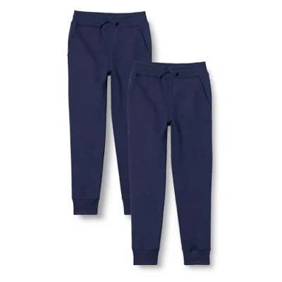 Imagen de Amazon Essentials Pantalón Deportivo Jogger de Forro Polar Niño, Pack 2, Azul Marino, 9 años
