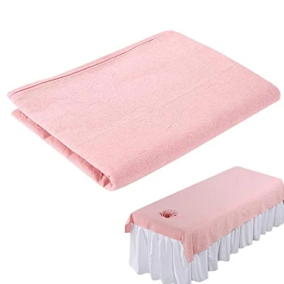 Imagen de Sábanas para masaje en salón de belleza, funda cama algodón suave, protector con agujero la cara
