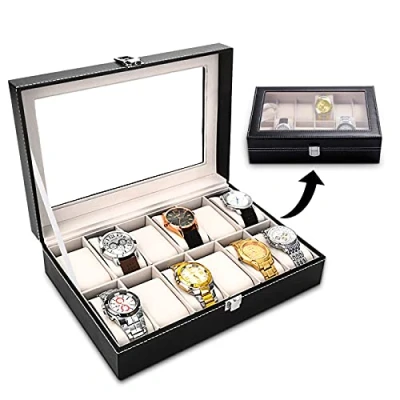 Imagen de JOYBOY Caja de Relojes,Caja para Relojes,Estuche Relojes,Soporte Exhibición Relojes Guardar 12 o Pulseras,Para Organizadora Y Exhibición,Cuero Reloj