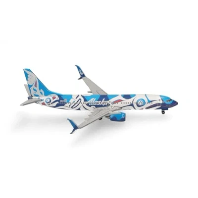 Imagen de herpa Avión en Miniatura Boeing 737 800 &quot;Xáat Kwáani (Pueblo salmón) Alaska Airlines, Escala 1:500, Pieza de colección, Modelo sin Soporte, Metal