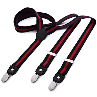 Imagen de DonDon tirantes hombre estrechos anchos 2,5 cm con 3 clips extra fuertes para pantalones negro