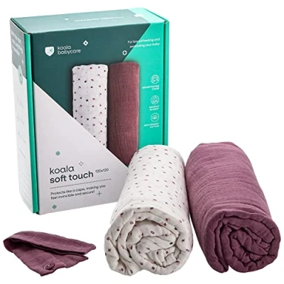 Imagen de KOALA BABYCARE Muselinas Bebe Algodon 120x120 Paquete con 2 Unidades Grandes de algodón y como arrullo para recién Nacidos bebés