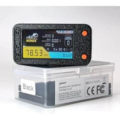 Imagen de NerdMiner V2 Pro 78KH/s T Display S3 Bitcoin Solo Lottery Miner Win 3.125 BTC con bajo consumo de energía, conexión WiFi y alimentación USB C (NerdMiner Negro)