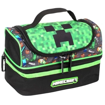 Imagen de Minecraft Bolsa de almuerzo con múltiples compartimentos para niños, transportador alimentos dos pisos aislamiento térmico escolar niños