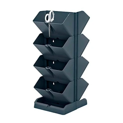 Imagen de Pack 2 maceteros verticales Prosperplast Mini Cascade de plastico en color antracita 19,5 (largo) x 11,4 (ancho) 47,5 (alto) cm con tijeras jar