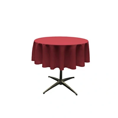 Imagen de LA Linen Polyester Poplin Round Tablecloth, 51&quot;, Cranberry
