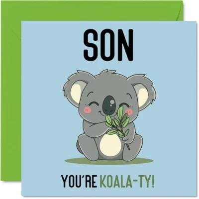 Imagen de Stuff4 Koala Ty tarjetas de cumpleaños divertidas para hijo mamá, papá, regalos hijo, 145 mm x mm, felicitación broma hombres y él