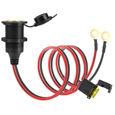 Imagen de Dongge Enchufe para encendedor de cigarrillos alto rendimiento, resistente al agua, 12 V/24 V CC, barco, moto, coche, con cable conexión 1 m, 2,5 mm², 20 A