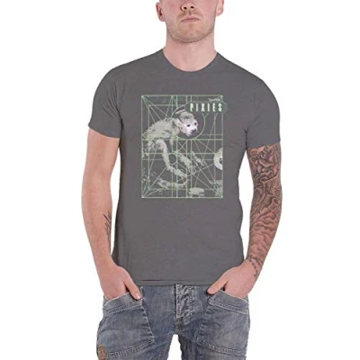Imagen de Pixies Monkey Grid Hombre Camiseta Gris Marengo L 100% algodón Regular