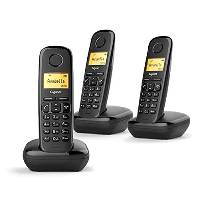 Imagen de Gigaset A170 Trio Analog/DECT telephone Negro Identificador de llamadas Teléfono (Analog/DECT telephone, Terminal inalámbrico, 50 entradas, llamadas, Negro) [Versión Italia]
