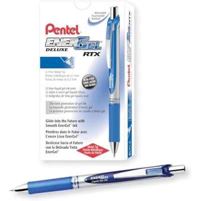 Imagen de Bolígrafo retráctil de tinta gel líquido EnerGel XM BL77 Pentel; 0,7 mm, 54 % reciclado (caja 12 unidades), color azul