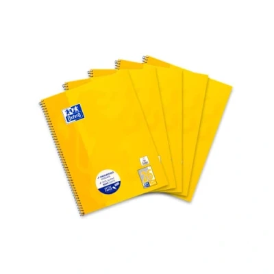 Imagen de Oxford Cuaderno escolar (A4, cuadriculado, 80 hojas, 5 unidades), color amarillo